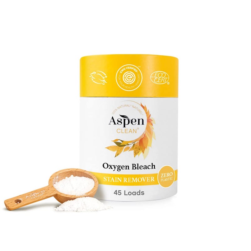 Unscented Oxygen Bleach Powder and Color Safe Stain Remover by AspenClean Zero plastic EWG Verified Vegan NonBio Hypoallergenic Bleach Alternative 45 Loads
